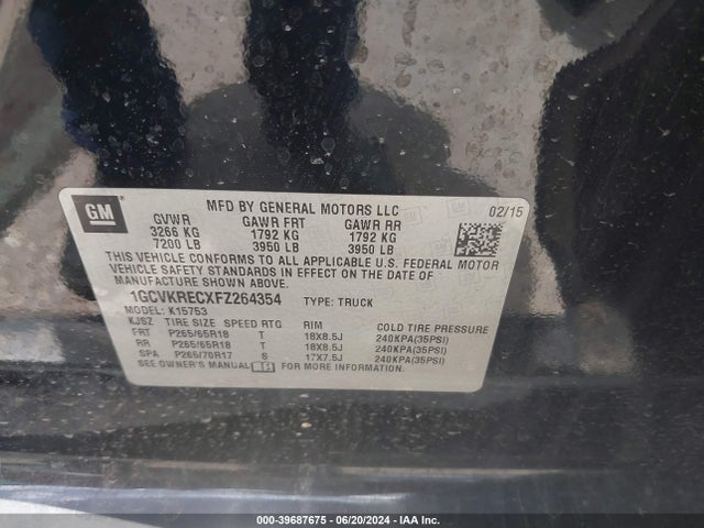 Chevrolet Silverado 1500 2lt 2015 1GCVKRECXFZ264354 Image 9