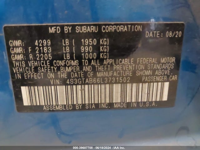4S3GTAB66L3731502 Subaru Impreza 5-door