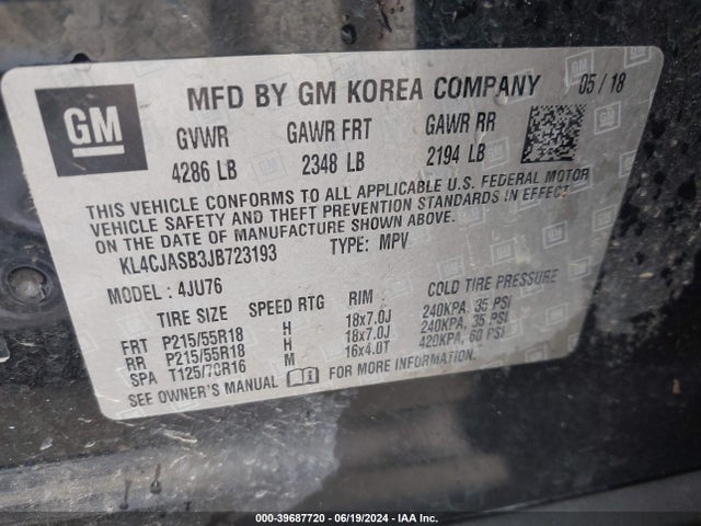KL4CJASB3JB723193 Buick Encore Preferred