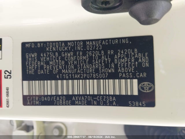 Toyota CAMRY SE 2023 4T1G11AK2PU785007 Image 9