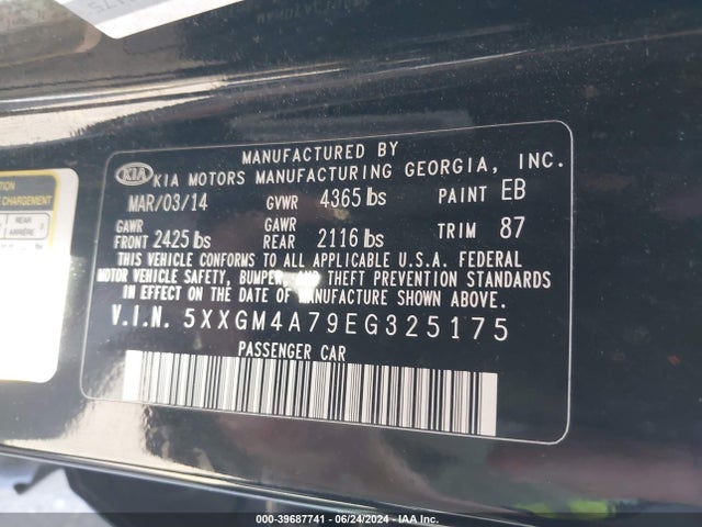 KIA Optima Lx 2014 5XXGM4A79EG325175 Image 9