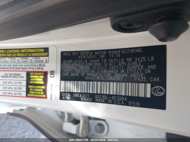 58ADZ1B15LU060263 Lexus ES 350