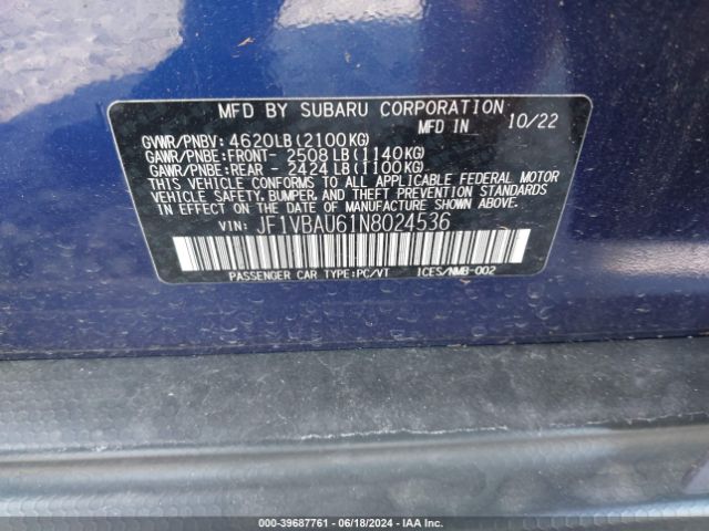 JF1VBAU61N8024536 Subaru WRX GT