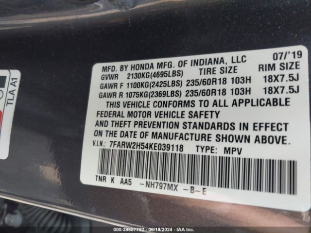 7FARW2H54KE039118 Honda CR-V EX