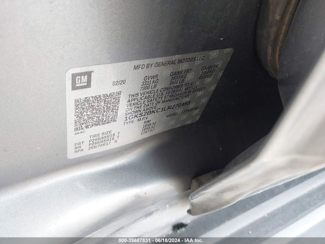 GMC Yukon 4wd Slt 2020 1GKS2BKC1LR270493 Image 9