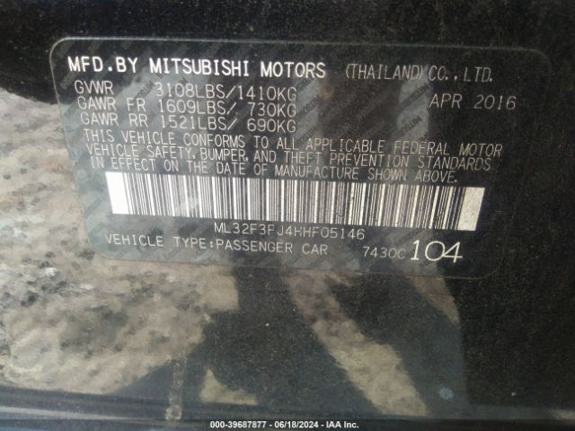 ML32F3FJ4HHF05146 Mitsubishi Mirage G4 Es