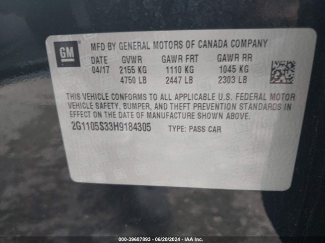 2G1105S33H9184305 Chevrolet IMPALA 1LT