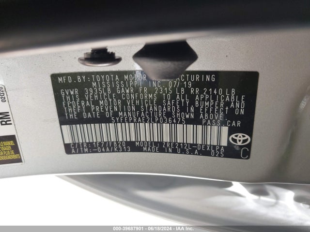 Toyota COROLLA LE 2020 5YFEPRAE2LP036475 Image 18