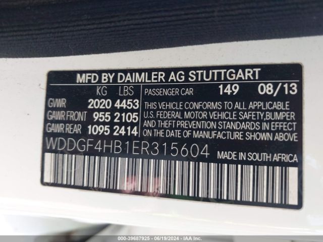 WDDGF4HB1ER315604 Mercedes-Benz C 250 Luxury/sport