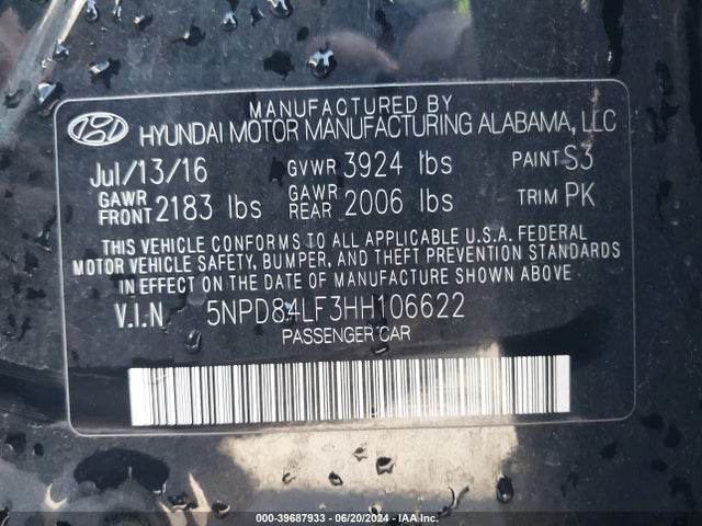 Hyundai ELANTRA SE 2017 5NPD84LF3HH106622 Image 9