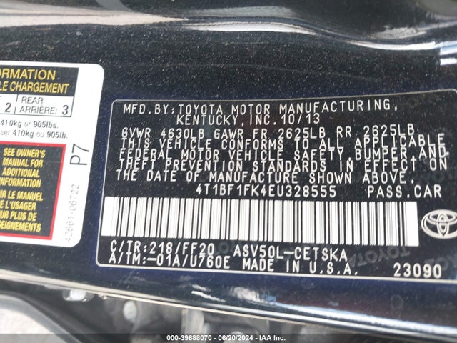 Toyota CAMRY SE 2014 4T1BF1FK4EU328555 Image 9