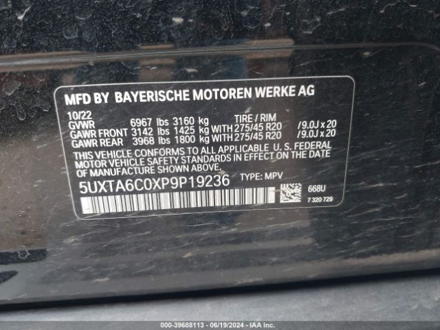 5UXTA6C0XP9P19236 BMW X5 Phev Xdrive45e