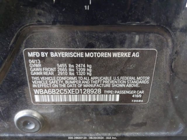 WBA6B2C5XED128928 BMW 650i Gran Coupe
