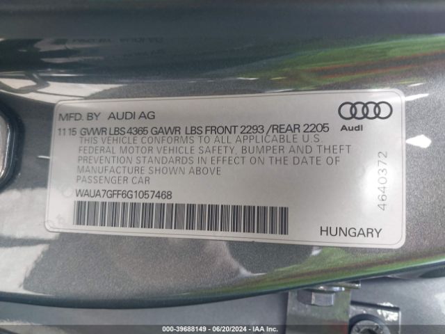 WAUA7GFF6G1057468 Audi A3 1.8t Premium