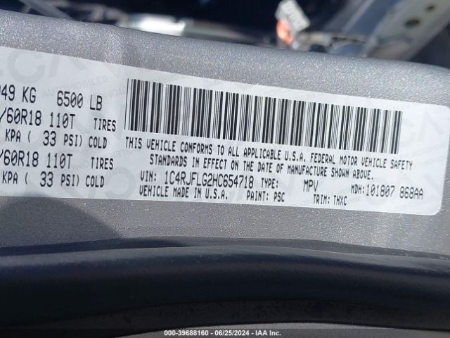 1C4RJFLG2HC654718 Jeep Grand Cherokee Trailhawk 4x4
