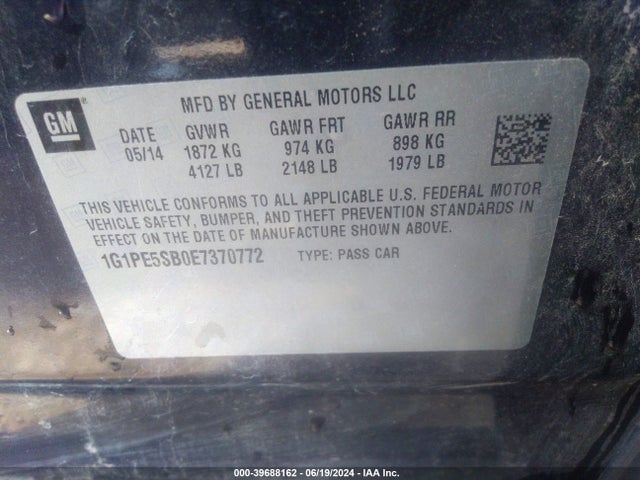 Chevrolet Cruze 2lt Auto 2014 1G1PE5SB0E7370772 Image 9