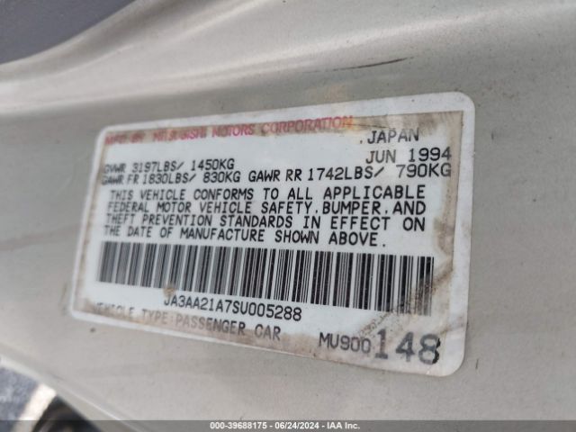 1995 MITSUBISHI MIRAGE JA3AA21A7SU005288 Photo 8