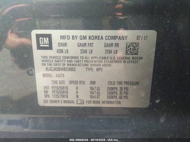KL4CJASB4HB258952 Buick Encore Preferred
