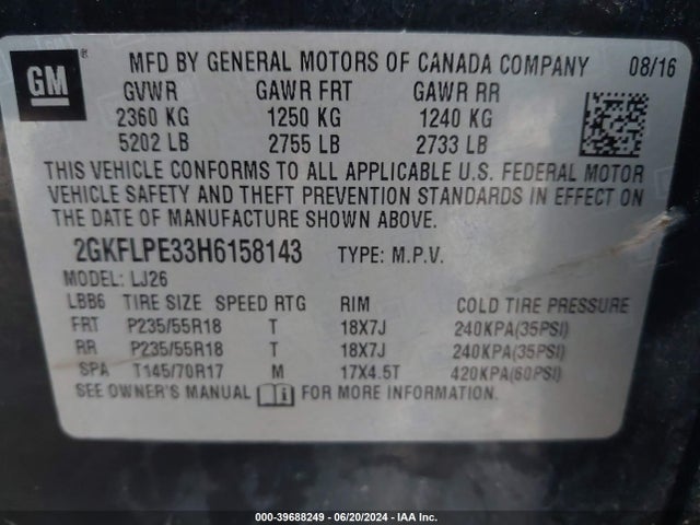 2GKFLPE33H6158143 GMC Terrain Slt
