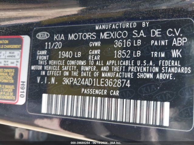 3KPA24AD1LE362874 KIA RIO LX