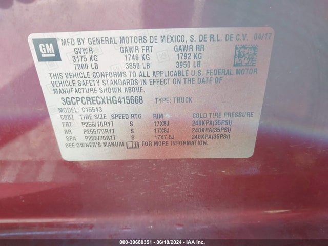 Chevrolet Silverado 1500 1lt 2017 3GCPCRECXHG415668 Image 9
