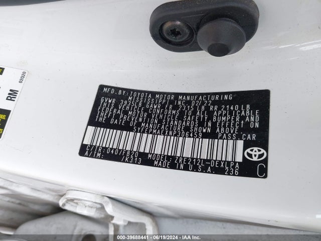 Toyota COROLLA LE 2022 5YFEPMAEXNP306459 Image 9