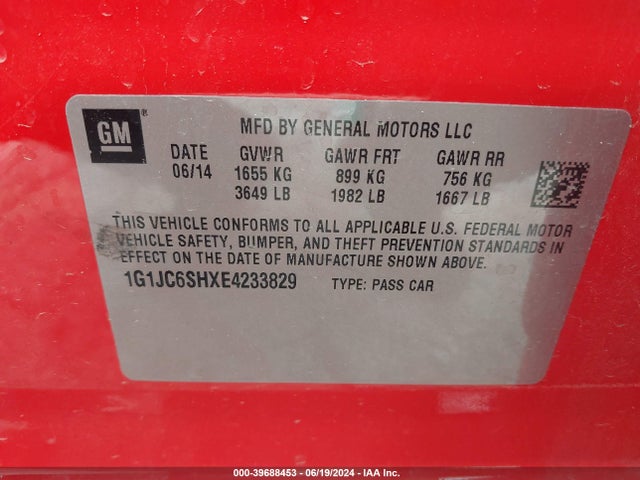 Chevrolet Sonic Lt Auto 2014 1G1JC6SHXE4233829 Image 9