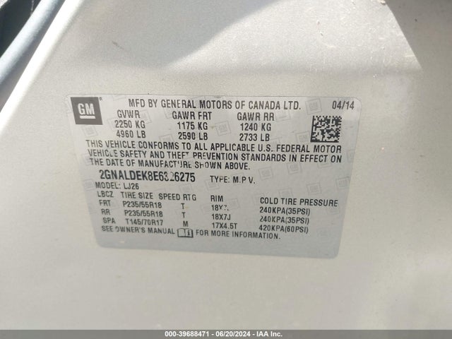 Chevrolet Equinox Ltz 2014 2GNALDEK8E6326275 Image 9