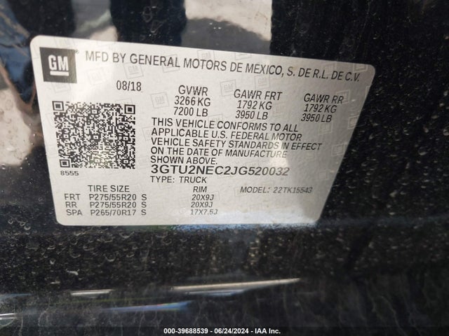 GMC Sierra 1500 Slt 2018 3GTU2NEC2JG520032 Image 9