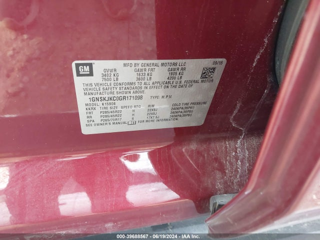 Chevrolet Suburban Ltz 2016 1GNSKJKC0GR171098 Image 9