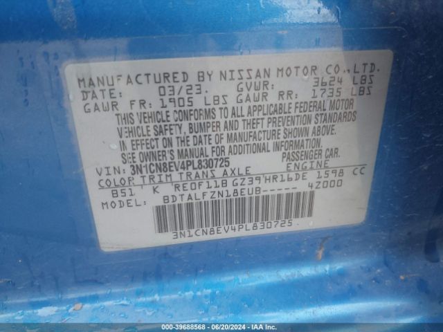 3N1CN8EV4PL830725 Nissan Versa 1.6 Sv Xtronic Cvt
