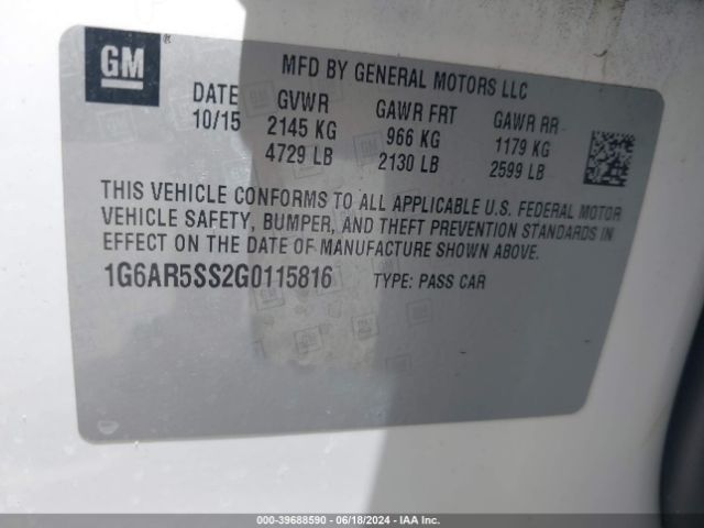 1G6AR5SS2G0115816 Cadillac Cts Luxury Collection