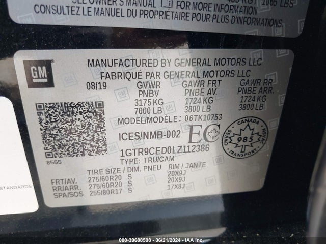 1GTR9CED0LZ112386 GMC Sierra 1500 4wd Double Cab Standard Box Elevation