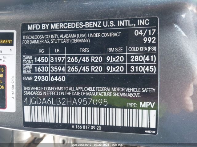 4JGDA6EB2HA957095 Mercedes-Benz Amg Gle 43 4matic