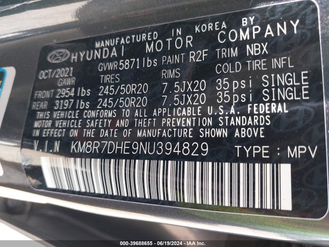 Hyundai Palisade Calligraphy 2022 KM8R7DHE9NU394829 Image 9