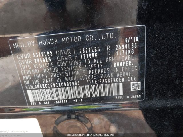 JH4KC2F92KC000003 Acura Rlx Sport Hybrid Advance Package