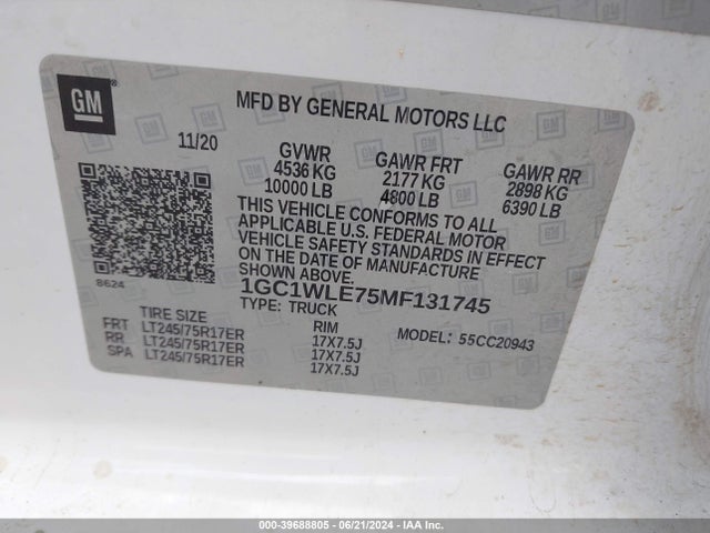 1GC1WLE75MF131745 Chevrolet Silverado 2500hd 2wd  Long Bed Wt