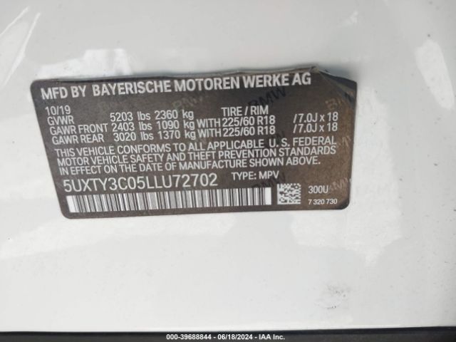 5UXTY3C05LLU72702 BMW X3 Sdrive30i