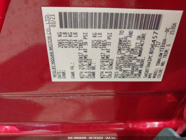 5N1BT3AA1PC806457 Nissan Rogue S Fwd