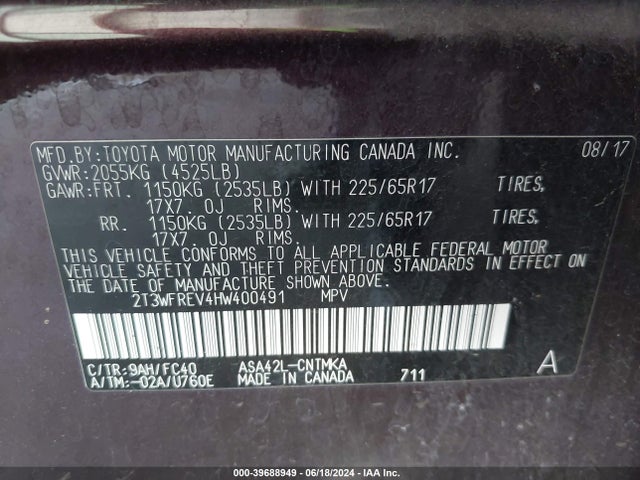 Toyota Rav4 Xle 2017 2T3WFREV4HW400491 Image 9