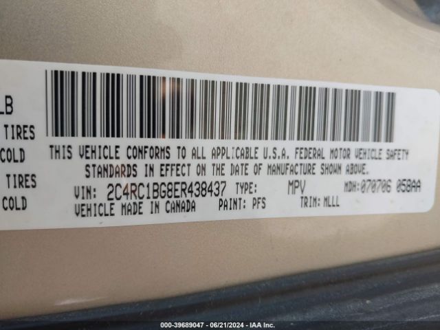 2C4RC1BG8ER438437 Chrysler Town & Country Touring