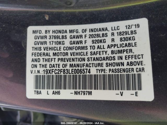 19XFC2F83LE006574 Honda Civic Sport