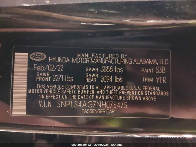 Hyundai ELANTRA SEL 2022 5NPLS4AG7NH075475 Image 9