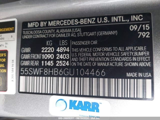 55SWF8HB6GU104466 Mercedes-Benz Amg C 63 S