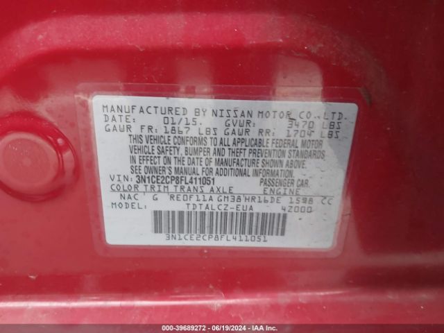 3N1CE2CP8FL411051 Nissan Versa Note S Plus