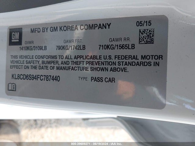Chevrolet Spark 1lt Cvt 2015 KL8CD6S94FC787440 Image 9