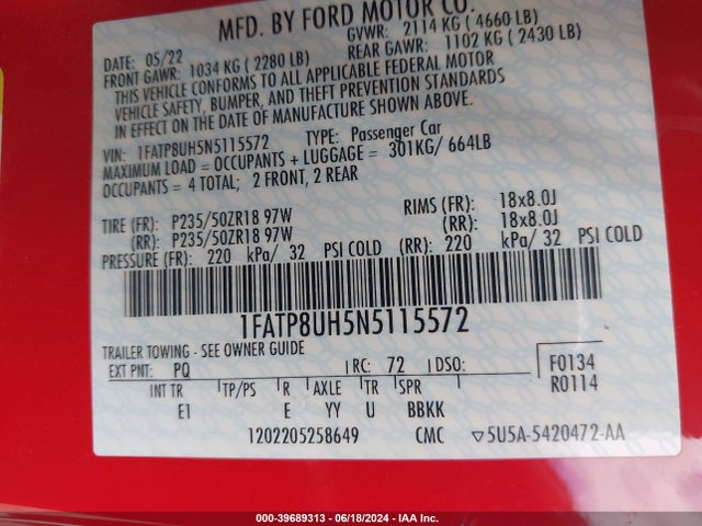 Ford Mustang Ecoboost Premium 2022 1FATP8UH5N5115572 Image 9