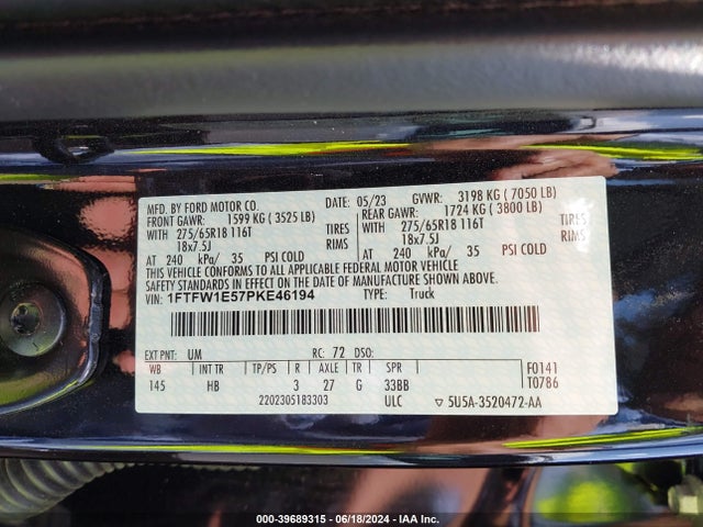 Ford F-150 Lariat 2023 1FTFW1E57PKE46194 Image 9