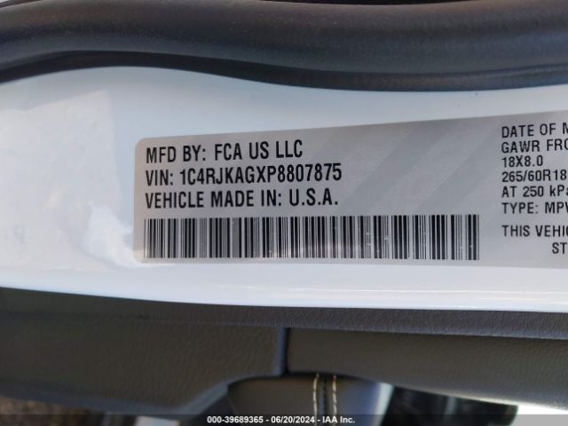 1C4RJKAGXP8807875 Jeep Grand Cherokee L Laredo 4x4
