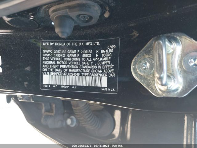 SHHFK7H47LU224049 Honda Civic Sport
